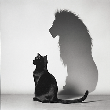 Cat and Lion Shadow - AI image created with Midjourney