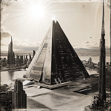 Sci-Fi City Pyramid - AI image created with Midjourney