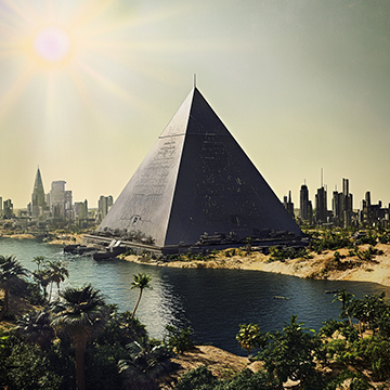 Sci-Fi City Pyramid - AI image created with Midjourney